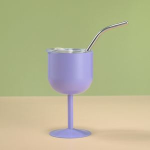 4oz Mini Champagne Flutes Stainless Steel <b>Wine</b> Tumbler Double Wall <b>Goblet</b> with Lid and Straw - Product Image 3