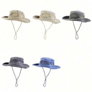 Chapeau Bob Rétro en Coton Lavé Respirant avec Logo Personnalisé, Sangle Élastique, pour Activités de Plein Air, Pêche, Randonnée, Escalade, Femme et Homme, Vente en Gros - Product Image 2
