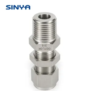 316 Forged Male Threaded 6000PSI Stainless Steel 6mm 12mm Twin Ferrule Compression Tube Fittings Bulkhead Male Connector