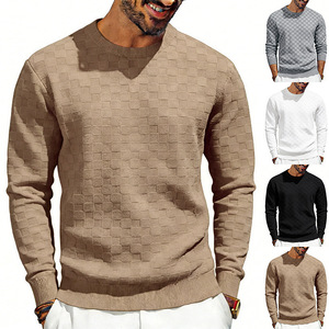 T-shirt a maniche lunghe da uomo in tessuto testurizzato a quadri 280gsm, anti-piega, vestibilità rilassata, personalizzabile, pronto per la spedizione - Product Image 6