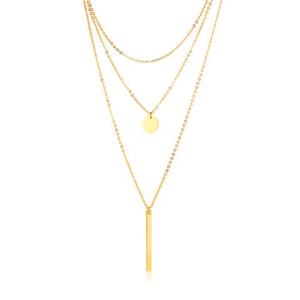 قلادة متعددة الطبقات بتصميم عتيق مطلية بالذهب من الفولاذ المقاوم للصدأ مع تصميم عملة معدنية للنساء كهدية - Product Image 1