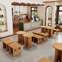 Ensemble de mobilier de café style Wabi Sabi, table et chaises en forme de nuage pour salon de café commercial
