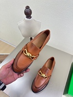 Sepatu Loafer Wanita Kulit Asli Desain Cat-Heel, Model One-Touch, Tren Fashion