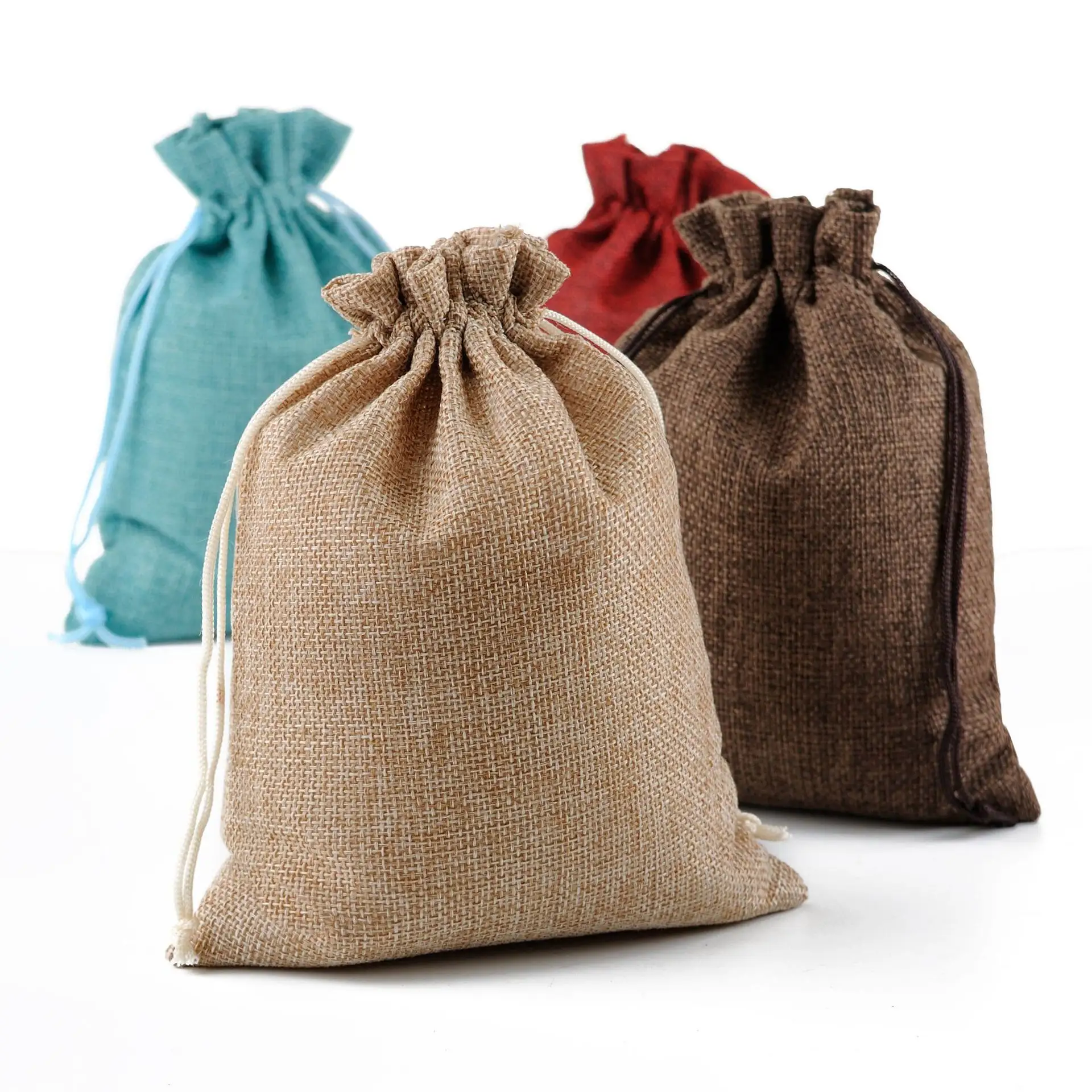 Sacchetti di tela di iuta sacco con coulisse in iuta sacchetti regalo per bomboniere decorazioni per feste a casa artigianato borse di tela naturale