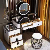 Table de maquillage et de coiffure design Lapin et Ours avec miroir LED et tiroirs