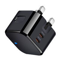 Cargador de Pared Plegable de 20W/40W USB-C PD de Carga Rápida, Adaptador de Corriente A+C con Enchufe del Reino Unido para iPhone, Samsung, Xiaomi
