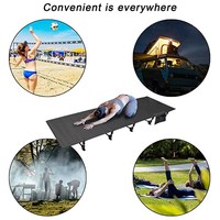 Lit de camping pliable personnalisé, lit de camping portable en aluminium pour adultes avec poches latérales, lit de tente de camping