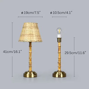 In Stock lampada da tavolo a LED 2700K sostituibile In Rattan <span class=keywords><strong>paralume</strong></span> In bambù senza fili ricaricabile per camera da letto interna illuminazione flessibile - Product Image 3