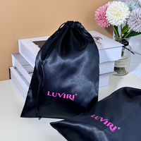 Sacs en satin personnalisés pour extensions de cheveux et perruques avec fermeture à ruban, impression sérigraphique pour l'emballage de bijoux