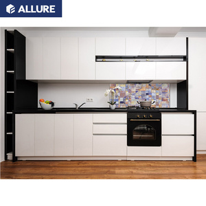 Allure Tall Cheap <span class=keywords><strong>Island</strong></span> <span class=keywords><strong>2</strong></span> Pac Layout Hotel completo in fibra senza maniglie armadio da cucina Design colore cina MDF durevole personalizzato - Product Image 6