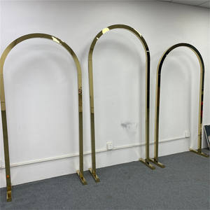 Ensemble de 3 arches de fond <span class=keywords><strong>en</strong></span> acier inoxydable poli miroir doré semi-circulaires, arche de cérémonie de mariage, support d'arche de ballons <span class=keywords><strong>en</strong></span> métal - Product Image 3