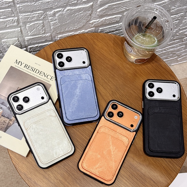 Fashion Card Bag Denim Texture Phone case in Stock Suitable for Ipnone 17pro Max Series