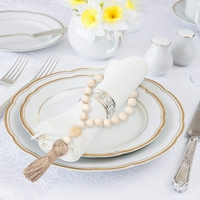Bois perle guirlande ferme glands perles rustique pays décor perles de prière pour la maison porte bouton décoration de noël