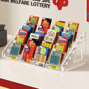 Expositor de Lotería Multicapa, Organizador de Tarjetas Rasca y Gana, Caja de Almacenamiento de Escritorio, Soporte para Boletos de Lotería de Bienestar, Acrílico Transparente de 7 Niveles - Product Image 1