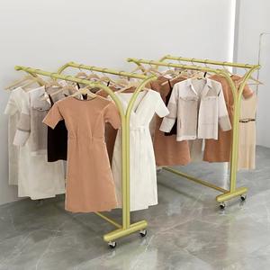 Expositor <span class=keywords><strong>de</strong></span> <span class=keywords><strong>Ropa</strong></span> Sencillo <span class=keywords><strong>de</strong></span> Doble Fila con Ruedas Móviles para <span class=keywords><strong>Ropa</strong></span> <span class=keywords><strong>de</strong></span> Mujer y Niños - Product Image 1