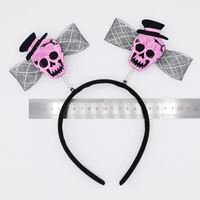 Serre-tête fantaisie personnalisé en résine plastique, motif crâne à paillettes et nœud en dentelle, pour fête d'Halloween transfrontalière, accessoire de tête tendance