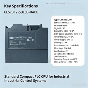 6ES7312-5BE03-0AB0,6ES7312-5BE03-0AB0,สำหรับ PLC SIMATIC S7-300 CPU312C คอมแพคซีพียู,10DI/6DA 32KByte MPI 24V - Product Image 2