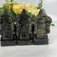 Nouvelle Arrivée Produit Vente à Chaud Cristal Sculptures Golden Obsidian Ganesh Pour La Décoration