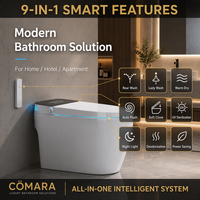 WC intelligent monobloc moderne en céramique avec siège chauffant, télécommande, fonction lavage féminin et chasse d'eau par gravité