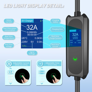 เครื่องชาร์จรถยนต์ไฟฟ้าแบบพกพา GB/T 13A 3KW ปลั๊กแบบ UK พร้อมหน้าจอ LCD ปรับกระแสไฟได้ 4 ระดับ ตั้งเวลาได้ ปืนชาร์จรถยนต์ไฟฟ้า - Product Image 2