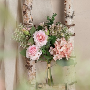CallaFloral <b>Artificial</b> Rose <b>Hydrangea</b> Bouquet Plastic Woven Fabric Wedding Home Decor CF01301 - Product Image 2