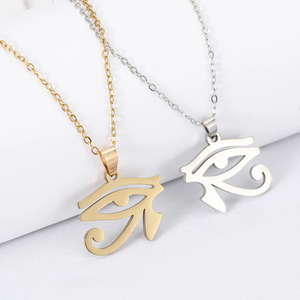 Collares <span class=keywords><strong>Amuleto</strong></span> <span class=keywords><strong>de</strong></span> Acero Inoxidable Vintage con el Santo <span class=keywords><strong>Ojo</strong></span> <span class=keywords><strong>de</strong></span> <span class=keywords><strong>Horus</strong></span> del Antiguo Egipto para Mujeres y Hombres, Joyería con Dije en Color Oro y Acero - Product Image 1