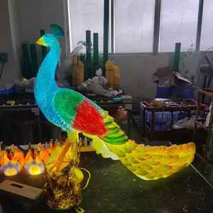 Lámpara LED 3D de pavo real personalizada, grande, impermeable IP65, con diseño de resina y fibra de vidrio, para jardín, para el festival Diwali al aire libre. - Product Image 1