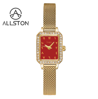Montre Allston Vintage pour femmes, design minimaliste en acier inoxydable, montre à quartz de luxe avec cadran carré et bracelet, montre pour femmes