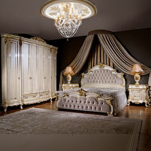 Elegante y clásico juego de muebles de dormitorio, exclusivo estilo italiano, suite de dormitorio de madera de teca para decoración del hogar, cama hecha a mano de moda. - Product Image 1