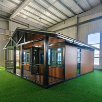 Casa Contenedor Plegable Prefabricada de Doble Ala Expandible de 20 pies y 40 pies, Panel Sándwich de Acero, Vivienda Modular Portátil para Sitio de Construcción