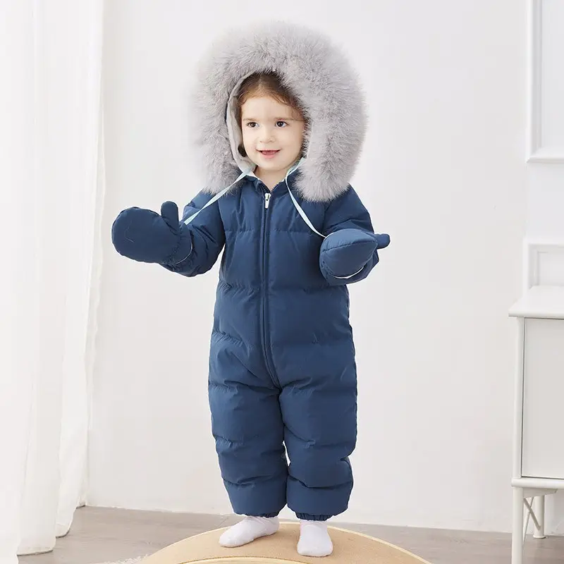 Newborn Baby Girl Thermal Duck Down Cute Zipper Jumpsuits Boys' And Girls' Baby Hoodie Romper Snowsuit Baby Winter Suit