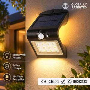 Popular Double Side Luminescence Solar Garden Wall <strong>Light</strong> <strong>Outdoor</strong> IP65 Waterproof <strong>PIR</strong> Motion Sensor <strong>Light</strong> for Patio Yard - Product Image 1