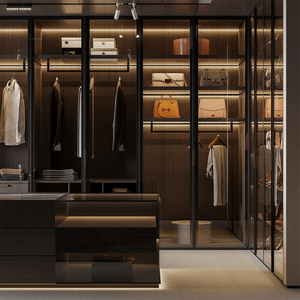 Free Design Custom Wardrobe With Aluminum Frame Modern Luxury Glass <strong>Closet</strong> Bedroom Walk in Wardrobe <strong>Closet</strong> - Product Image 3