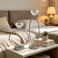 Supports de bougies modernes en fer électroplaqué et cristal, bougeoirs en verre transparent, vendus séparément ou en ensemble complet
