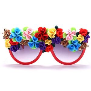 Lunettes de soleil pour femmes, mode 2021, luxe, décoration florale colorée, UV400, monture plate, style œil de chat - Product Image 4