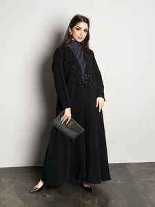 काले खुले अबाया 2026 दुबाई अबाया नवीनतम घर्षण डिजाइन प्रीमियम गुलाबी विशेष कढ़ाई के लिए - Product Image 4