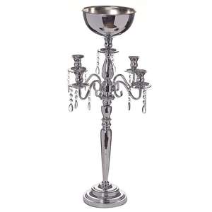 Candelabro de Metal plateado alto con brazo brillante, candelabro votivo plateado, bodas, decoración del hogar, uso de mesa, cristal hecho - Product Image 2