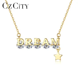 CZCITY Chain Gold 2024 Dainty Fashion Trendy Unique Designer Plated For Woman Letter Star Necklace Charm