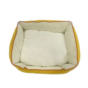 Alle Seizoenen Eco-Vriendelijke Opvouwbare Semi-Gesloten Kat <span class=keywords><strong>Bed</strong></span> Grot Moderne Gestreepte Corduroy Huisdier Kooi Kleine Middelgrote Katten Honden Goud - Product Image 1