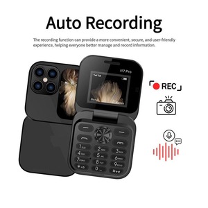 I17 Mini <span class=keywords><strong>teléfono</strong></span> móvil pequeño plegable Pantalla <span class=keywords><strong>de</strong></span> 1,77 pulgadas Magic Voice 2G Doble ranura para tarjeta SIM Botón <span class=keywords><strong>de</strong></span> radio FM Mini teléfonos con tapa - Product Image 2
