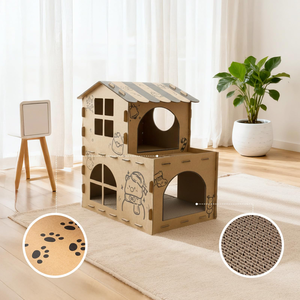 Customizable DIY Indoor Modern Christmas <b>Cat</b> Villa Luxury Corrugated Cardboard <b>Scratch</b> <b>Board</b> Easy Assembly Foldable <b>Cat</b> Climbing - Product Image 2