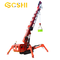 Mini-grue araignée de 3 tonnes, flèche télescopique hydraulique, chenilles, CE EPA Euro 5, télécommande pour la construction