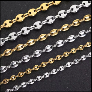 قلادة حبوب قهوة من الفولاذ المقاوم للصدأ مطلية بالذهب عيار 18 مع سلسلة صندوق قلادة بسوار سميك عصري للحفلات مقاومة للماء - Product Image 2