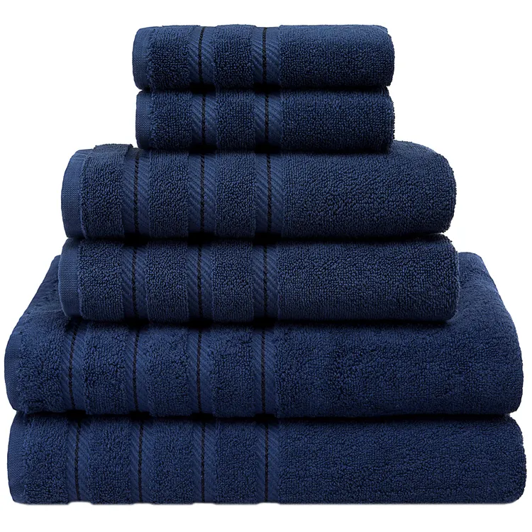 Amazon Hot Sale in Stock super soft highly absorbent Luxury Turkish Cotton 6 Pieces Face Hand Bath Towel Set for bathroom shower