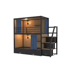 Hostel Modern Hostel Bedroom Furniture Bunk Bed Adult Double Capsule Bunk Bed With Stair And Lockers