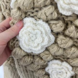 <span class=keywords><strong>Cardigan</strong></span> Lavorato <span class=keywords><strong>a</strong></span> <span class=keywords><strong>Mano</strong></span> E&L in Acrilico Traspirante Invernale da Donna Casual con Fiori 3D Girocollo Monopetto - Product Image 3