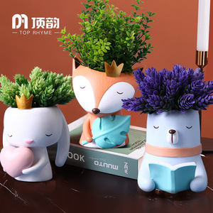 Top Rhyme Animal Resin Flower Pot Desk Decoration For Home Office Living Room Plant Holder Craft Ornament - Product Image 2
