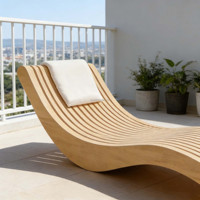 Chaise longue paramétrique moderne en bois massif, durable, pour piscine, resort, patio, jardin, mobilier d'extérieur