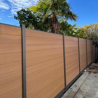 Valla de WPC de teca, valla de privacidad sólida para jardín, paneles de valla compuesta para exteriores, poste de aluminio, impermeable, fácil de instalar, valla de madera