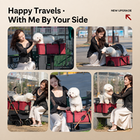 Poussette pliable pour animaux de compagnie, chiens et chats, légère, avec porte-animaux détachable, auvent à double ouverture et panier de rangement